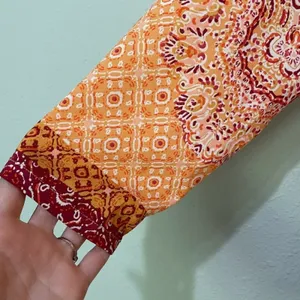 Sanctuary Orange Sunshine Floral Tie Festive Boho Blouse Womens M Fall Casual thumbnail 3