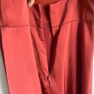 Azazie Bridesmaids Dress Terracotta Flowy Cowl Neckline Side Slit Satin Size 12 thumbnail 10