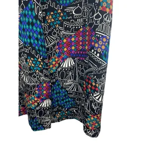 Laura Tanzer 100% Silk Bold Abstract European Cityscape Wide Leg Palazzo Pants L thumbnail 2