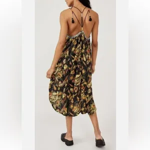 Free People Bohemian Garden Party Cotton Blend Knit Dress In Black Combo S L G#3 thumbnail 2