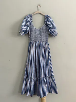NWT Hill House Home Louisa Nap Blueberry Stripe Midi Dress thumbnail 3