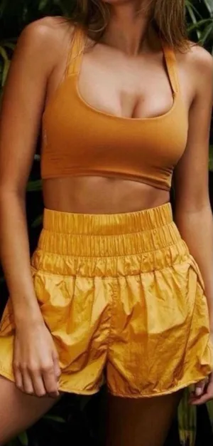 NWT Free People Movement Way Home Run Shorts Golden Small thumbnail 1
