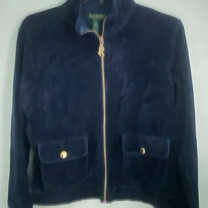 Ralph Lauren Velvet Velour Navy Jacket women‎ Large thumbnail 1