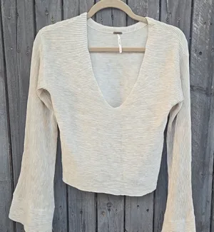 Free People Cream Knit Top thumbnail 1