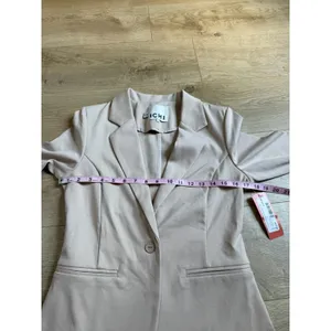NWT ICHI Kate Knit Blazer doeskin‎ single button stretch beige $109 size S 2 thumbnail 7