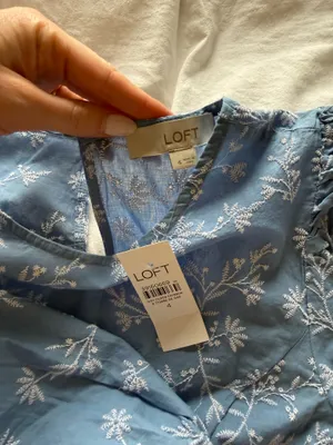 Loft Blue Floral Blouse thumbnail 5