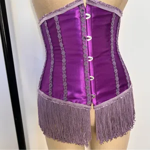 Elegant Purple Corset with Fringe thumbnail 2