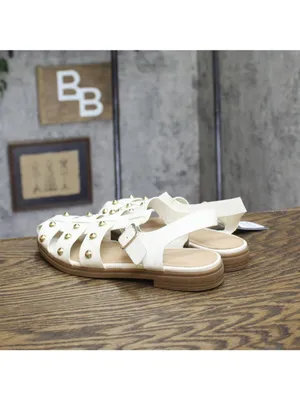 Universal Thread Womens Winnie Studded Fisherman Sandals White / Gold 8M thumbnail 2