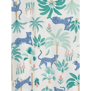 Crown & Ivy Pajama Set Top 2X‎ Pants 4X White Blue Leopard Palm Tree Print NWT thumbnail 4