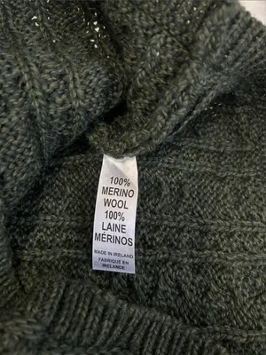 Aran Mor Merino Wool Cableknit Cowl Neck Sweater Dark Green thumbnail 6