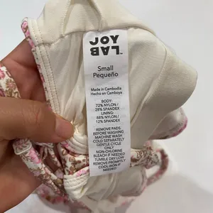 JoyLab Floral Longline Sports Bra Small Pink Brown Strappy Yoga Crop Top thumbnail 5