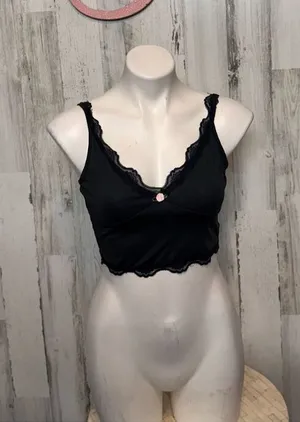 Romwe Black Lace Trim Crop Cami Top – Size S (US 4) thumbnail 1