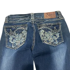 Adiktd Bootcut Jeans‎ Womens Mid Rise Embellished Stretch Blue Denim 2 / W27 thumbnail 3