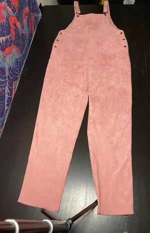 SHEIN Dusty Rose Corduroy Overalls thumbnail 1