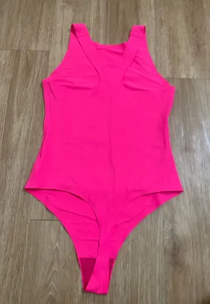 Smoothez by aerie Hot Pink Racerback Bodysuit - Women's Slim Fit thumbnail 1