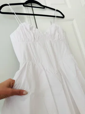 Good American Corset V-Neck Poplin Babydoll Mini Dress/Tunic, Size S thumbnail 10