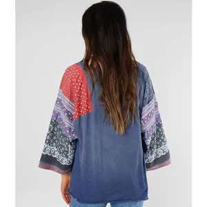 ✨FREE PEOPLE Shibuya Boho Sz Large Denim Patchwork Top✨ thumbnail 8