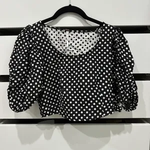 Free People Puff Sleeve Polka Dot Top thumbnail 3