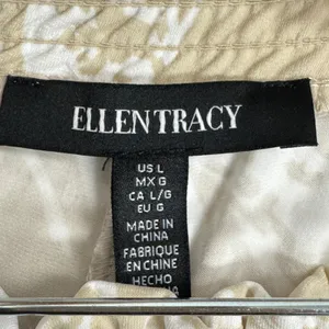 Ellen Tracy Floral Paisley Wide Leg Lounge Pants Smocked Waist Large Tan White thumbnail 7
