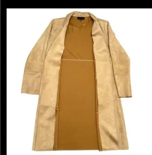 Premise Studio Faux Suede Leather Longline Jacket Trench Coat Camel Tan Size M ECU thumbnail 2