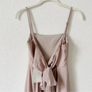 Show Me Your Mumu Lauren Tie Back Maxi Dress Soft Beige Chiffon Size XXS Wedding thumbnail 4