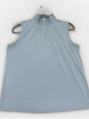 Ann Taylor Light Blue Mock Neck Sleeveless Blouse Size M thumbnail 1