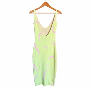 White Fox Boutique Knit Midi Dress Lime Green Pink Swirl Bodycon Size S Y2K thumbnail 3