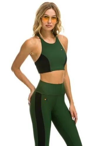 Aviator Nation High Rise Leggings Forest Green Black Stripes Small thumbnail 1
