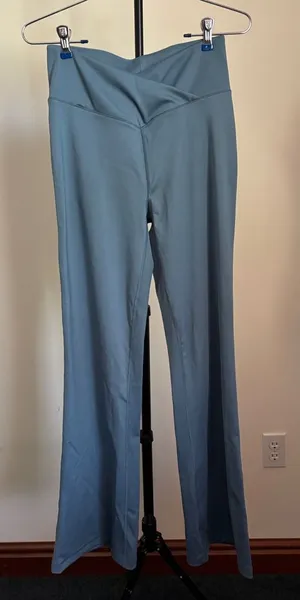 Aeropostale Slate Blue Flare Leggings with Crossover Waist thumbnail 1