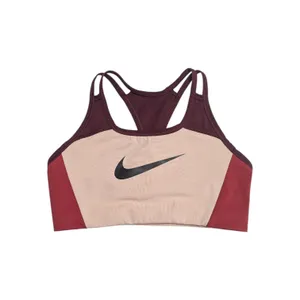 Nike Swoosh Logo Sports Bra Colorblock Cut Out Pink Maroon Purple Womens Medium thumbnail 2