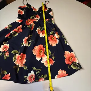 Monteau Los Angeles Navy Floral‎ Spaghetti Strap Fit & Flare Mini Dress Medium thumbnail 10