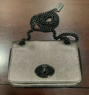 Coach Mini Chain Crossbody In Metallic Leather‎ Brass thumbnail 1