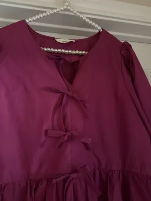 Entro Plum Bow Puff Sleeve Dress thumbnail 3