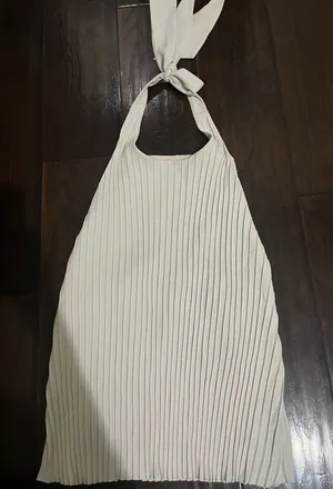 NWOT Zara Cream Pleated Halter Tank Top thumbnail 1