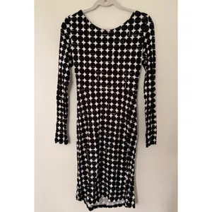Seraphine Black White Polka Dot Knot Front Maternity Dress Long Sleeve Sz S thumbnail 3