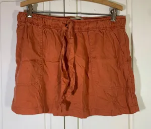 Boho Mini Skirt Cynthia Rowley Orange Lyocell XL Elastic Waist Drawstring Pocket thumbnail 1