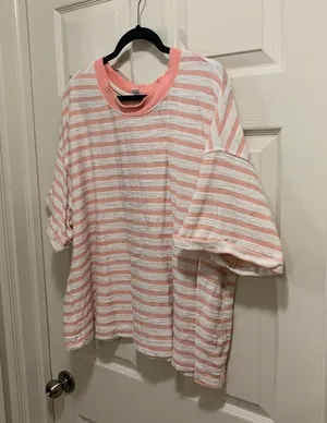 Old Navy short sleeve coral stripe textured shirt size 3X thumbnail 3