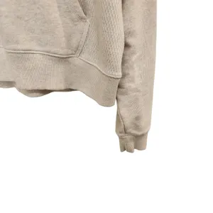 Aerie Cream Long Sleeve Cropped Cotton Knit Pullover Hoodie Sweatshirt Small thumbnail 4