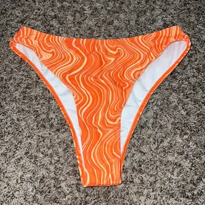 🤩4/$15🥳 shein abstract fluid high cut cheeky swim bikini bottoms thumbnail 1