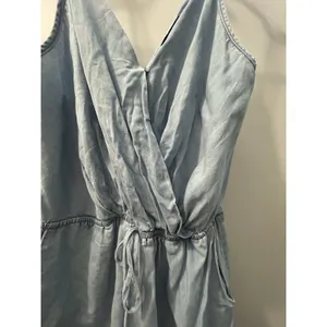 Chambray Romper One Piece Open Back Sleeveless Boho Coastal Resort Size Medium thumbnail 6