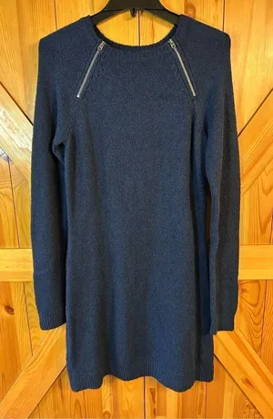 ABERCROMBIE & FITCH Navy Blue Zipper Sweater Dress Medium Tall Women's (0958) thumbnail 1
