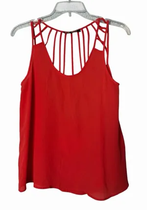 Easy Street Street Love Red Cage Back Tank Top Ladder Strap Cutout Open Back 2K Boho Sz S thumbnail 1