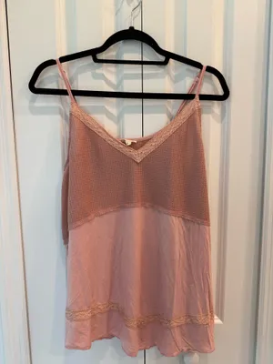 POL Pink Lace Trim Babydoll Cami Tank Top thumbnail 2