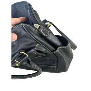 Unbranded Womens faux leather black purse handbag side pockets dual handle strap thumbnail 8