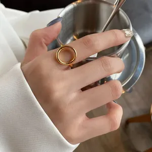 Boutique Womens‎ Yellow Gold Plated S925 Circle Ring, Adjustable thumbnail 2