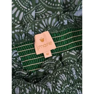 J Marie Midi Dress Green Floral Square Neck Ruffle Smocked Tiered A Line Medium thumbnail 3