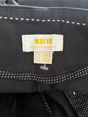Maeve Black High Rise Straight Leg Pants 10 Stretch Preppy Minimalist Cotton thumbnail 5