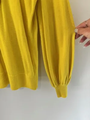 Laurie Felt Women’s L Yellow Braided Knit Sweater Turtleneck Balloon Sleeve thumbnail 7