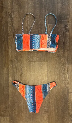 Coral and Blue Bikini Set Multiple Size XS thumbnail 2