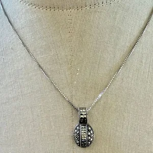Judith Jack Sterling Marcasite Oval Pendant necklace thumbnail 2